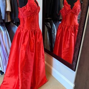 Elegant Red Lace Gown
